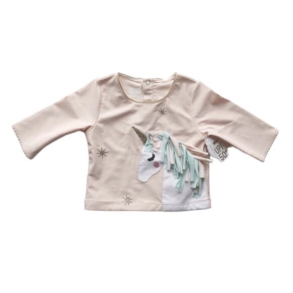 NWT Mud Pie Unicorn Appliqué Swim Rash Guard - Picture 1 of 6